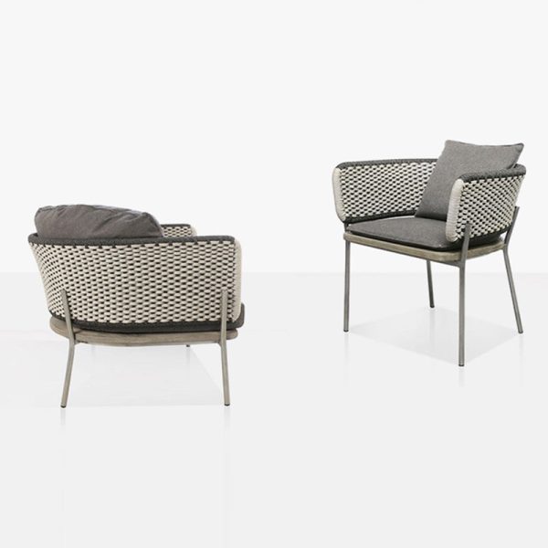 Contemporary Scandinavian Weaving Rope Fabric Aluminum Alloy Slab Square Outdoor Coffee Table & Chair Set For Outdoor Patio - Image 12