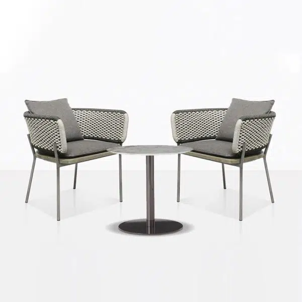 Contemporary Scandinavian Weaving Rope Fabric Aluminum Alloy Slab Square Outdoor Coffee Table & Chair Set For Outdoor Patio - Image 2