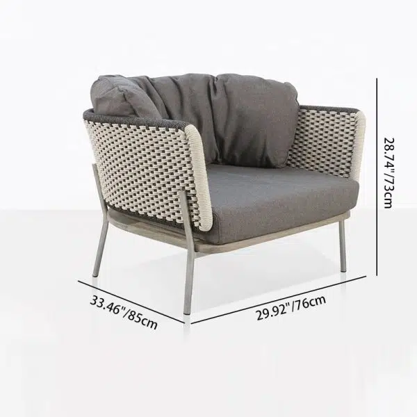 Contemporary Scandinavian Weaving Rope Fabric Aluminum Alloy Slab Square Outdoor Coffee Table & Chair Set For Outdoor Patio - Image 7
