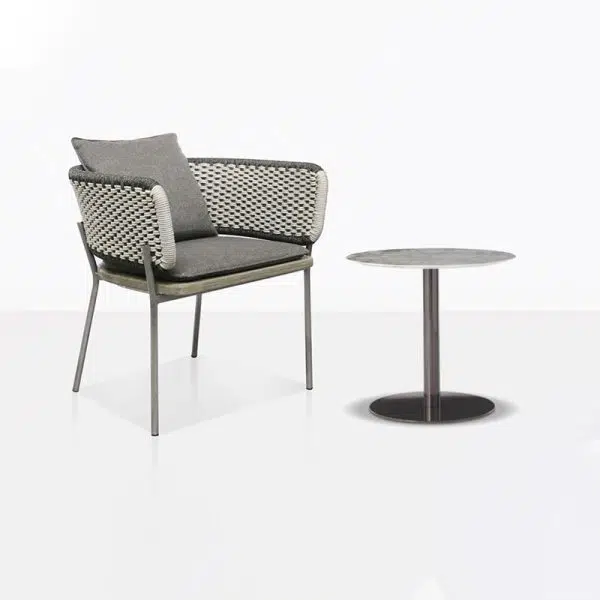 Contemporary Scandinavian Weaving Rope Fabric Aluminum Alloy Slab Square Outdoor Coffee Table & Chair Set For Outdoor Patio - Image 6