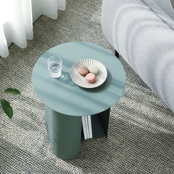 Contemporary Nordic Geometric Round Iron End Table 1-Storage For Living Room - Image 12