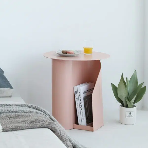 Contemporary Nordic Geometric Round Iron End Table 1-Storage For Living Room - Image 11