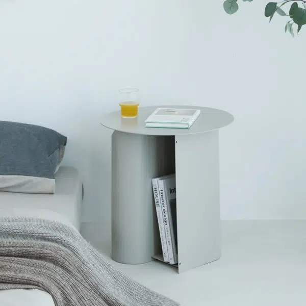 Contemporary Nordic Geometric Round Iron End Table 1-Storage For Living Room - Image 15