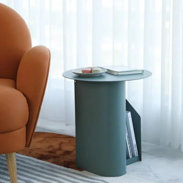 Contemporary Nordic Geometric Round Iron End Table 1-Storage For Living Room - Image 2