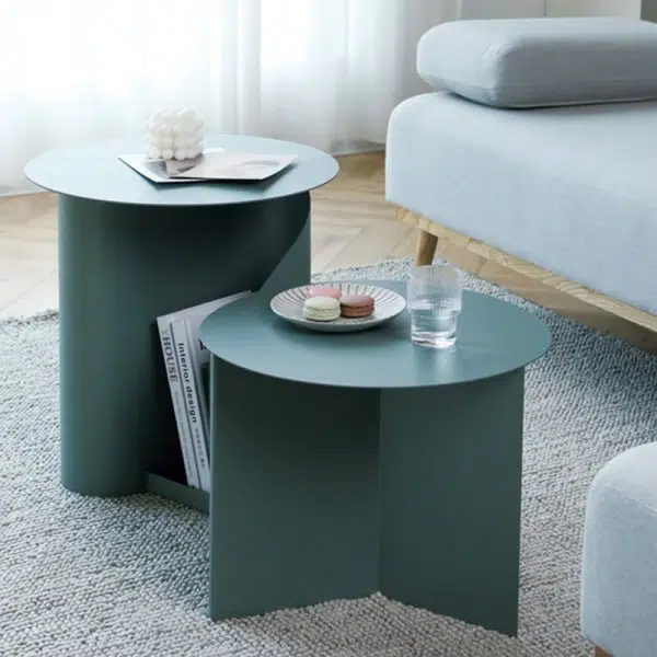 Contemporary Nordic Geometric Round Iron End Table 1-Storage For Living Room - Image 19