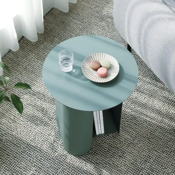 Contemporary Nordic Geometric Round Iron End Table 1-Storage For Living Room - Image 3