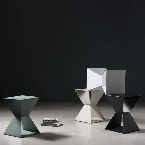 Contemporary Nordic Geometric Square Carbon Steel End Table For Living Room - Image 3