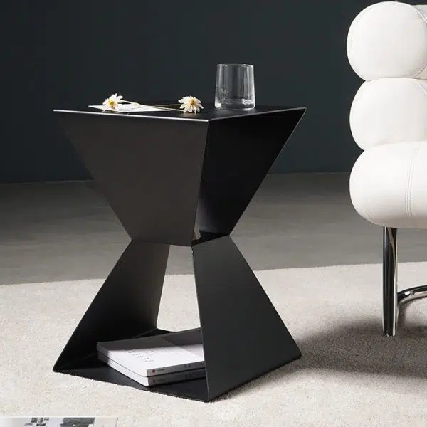 Contemporary Nordic Geometric Square Carbon Steel End Table For Living Room - Image 8
