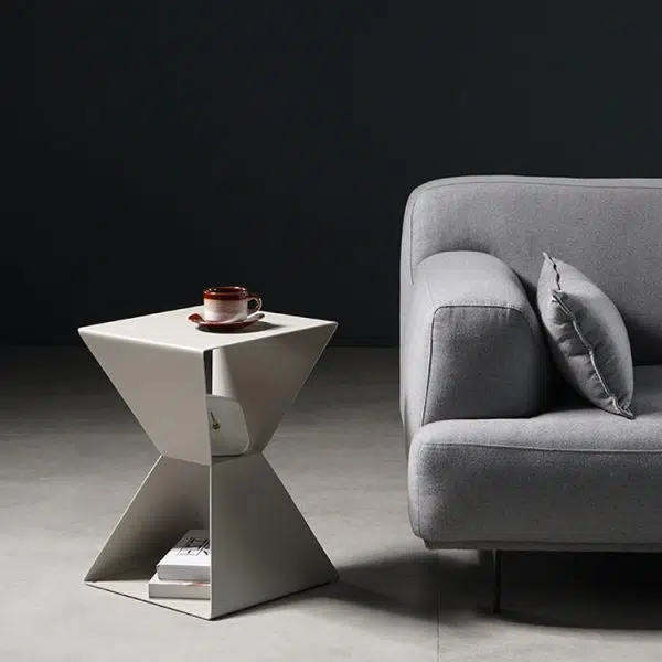 Contemporary Nordic Geometric Square Carbon Steel End Table For Living Room - Image 10