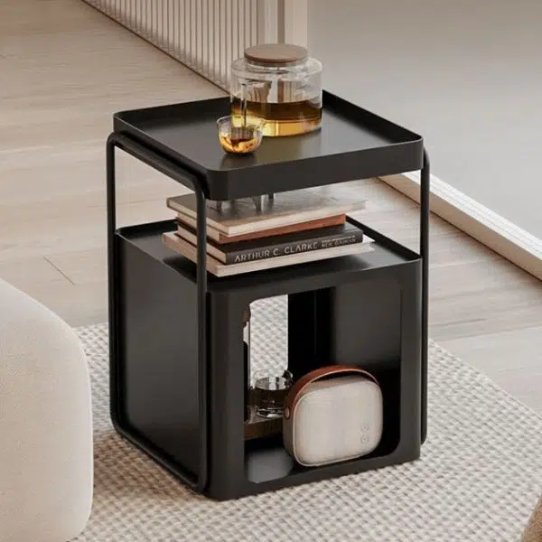 Contemporary Creative Removable Rectangular Iron End Table 3-Tier For Living Room - Image 9