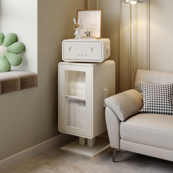 Contemporary Creative Robot Medium Density Fiberboard Metal Nightstand 1-Drawer For Bedroom - Image 12