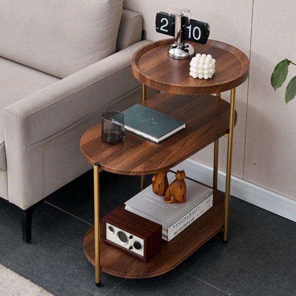 Contemporary Nordic Elliptical Round Iron Plate End Table 3-Tier For Living Room - Image 15