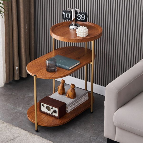 Contemporary Nordic Elliptical Round Iron Plate End Table 3-Tier For Living Room - Image 5