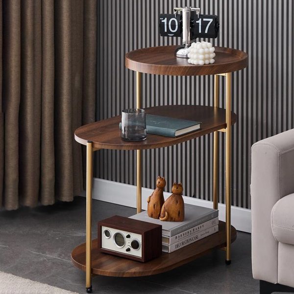 Contemporary Nordic Elliptical Round Iron Plate End Table 3-Tier For Living Room - Image 14