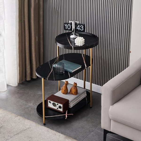 Contemporary Nordic Elliptical Round Iron Plate End Table 3-Tier For Living Room - Image 6