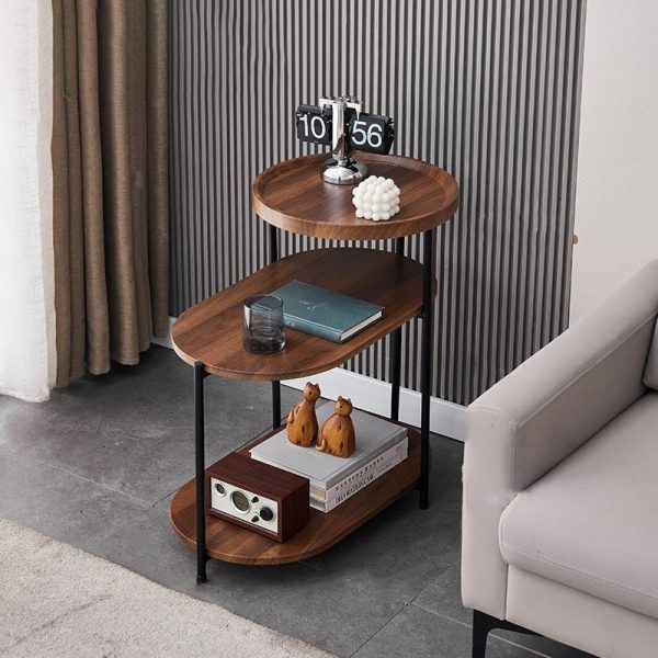 Contemporary Nordic Elliptical Round Iron Plate End Table 3-Tier For Living Room - Image 7