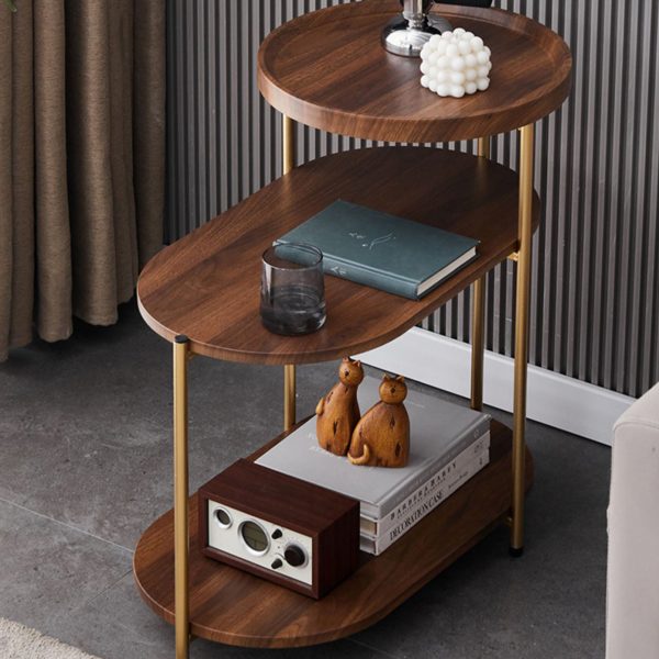 Contemporary Nordic Elliptical Round Iron Plate End Table 3-Tier For Living Room - Image 12