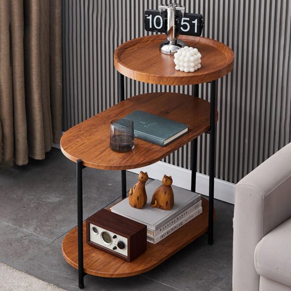 Contemporary Nordic Elliptical Round Iron Plate End Table 3-Tier For Living Room - Image 16