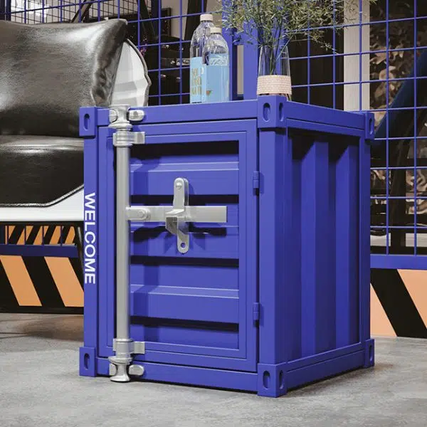 Contemporary Industrial Iron Cuboid Container End Table 2-Tier Storage For Bedroom - Image 4