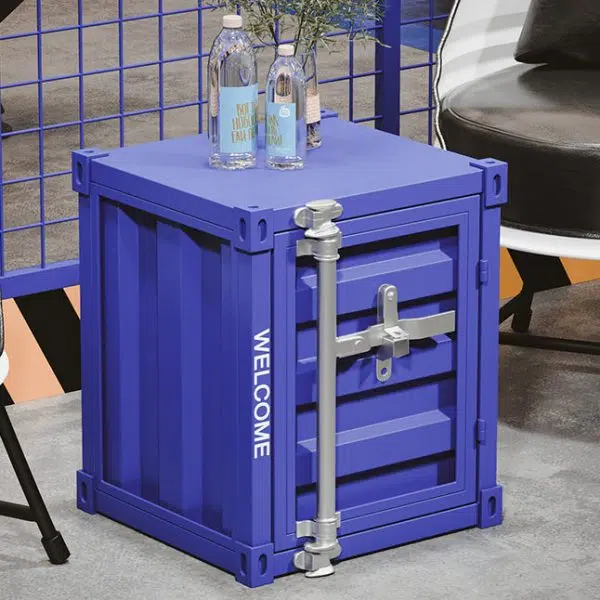 Contemporary Industrial Iron Cuboid Container End Table 2-Tier Storage For Bedroom - Image 5