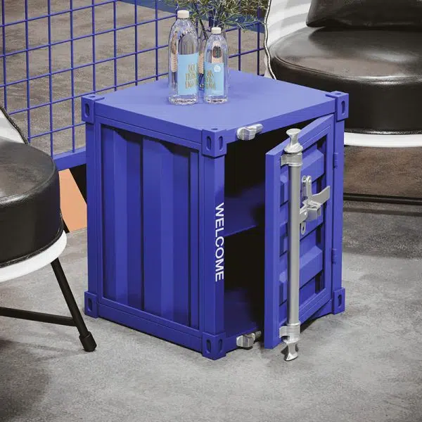 Contemporary Industrial Iron Cuboid Container End Table 2-Tier Storage For Bedroom - Image 2