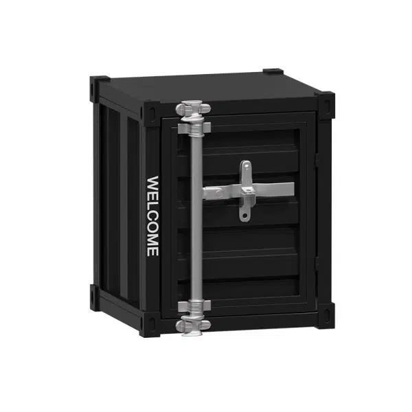 Contemporary Industrial Iron Cuboid Container End Table 2-Tier Storage For Bedroom - Image 15