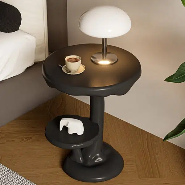 Contemporary Creative FRP Mushroom Round End Table 2-Tier For Living Room