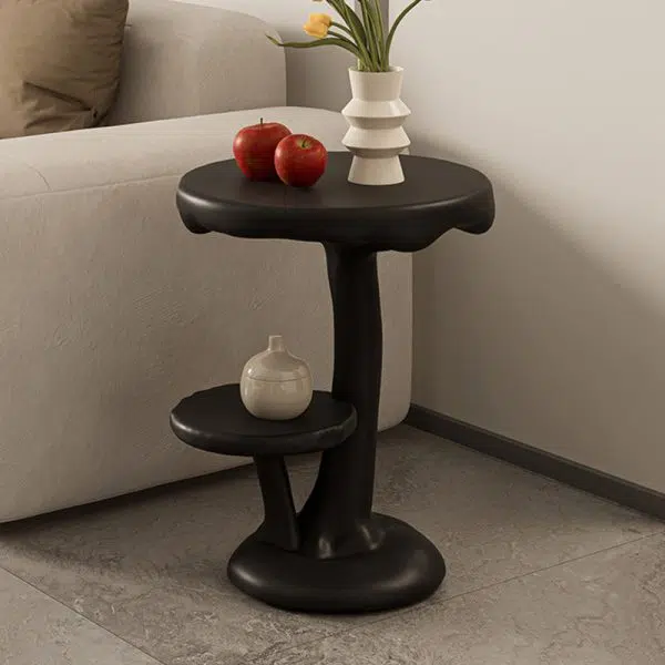 Contemporary Creative FRP Mushroom Round End Table 2-Tier For Living Room - Image 4
