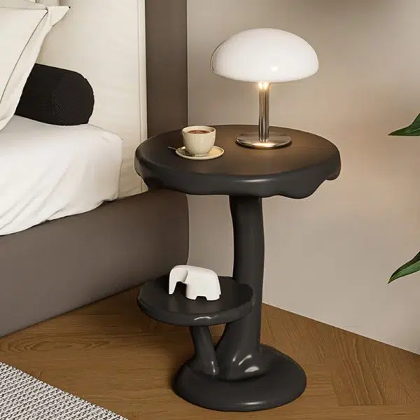 Contemporary Creative FRP Mushroom Round End Table 2-Tier For Living Room - Image 3