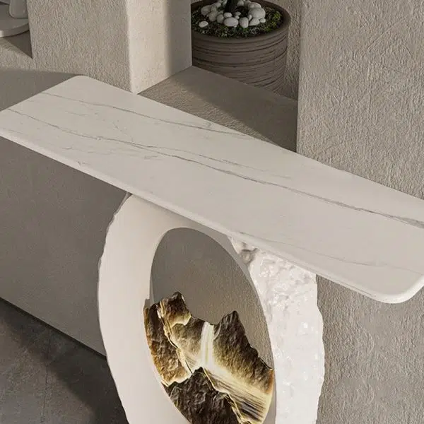 Contemporary Nordic FRP Marble Microcrystalline Stone Rectangular Elliptical Lighting Mountain Side Table 1-Tray For Entryway - Image 9