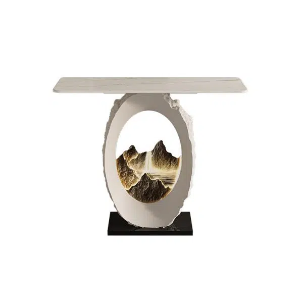 Contemporary Nordic FRP Marble Microcrystalline Stone Rectangular Elliptical Lighting Mountain Side Table 1-Tray For Entryway - Image 20