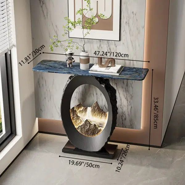 Contemporary Nordic FRP Marble Microcrystalline Stone Rectangular Elliptical Lighting Mountain Side Table 1-Tray For Entryway - Image 12