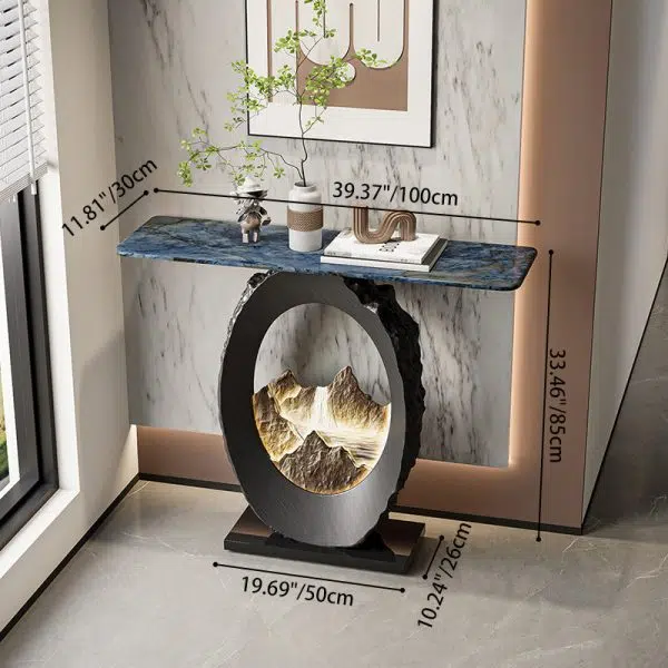 Contemporary Nordic FRP Marble Microcrystalline Stone Rectangular Elliptical Lighting Mountain Side Table 1-Tray For Entryway - Image 13