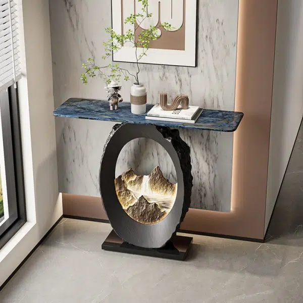 Contemporary Nordic FRP Marble Microcrystalline Stone Rectangular Elliptical Lighting Mountain Side Table 1-Tray For Entryway - Image 2