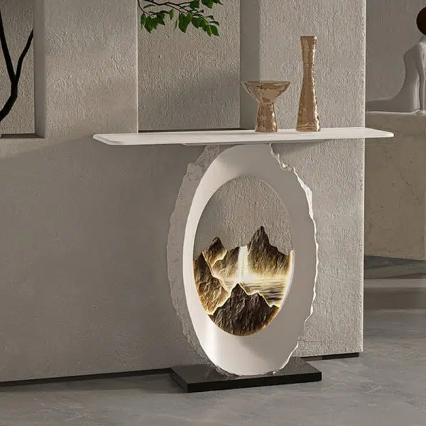 Contemporary Nordic FRP Marble Microcrystalline Stone Rectangular Elliptical Lighting Mountain Side Table 1-Tray For Entryway - Image 18