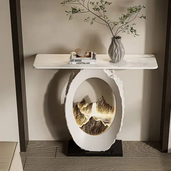 Contemporary Nordic FRP Marble Microcrystalline Stone Rectangular Elliptical Lighting Mountain Side Table 1-Tray For Entryway - Image 16