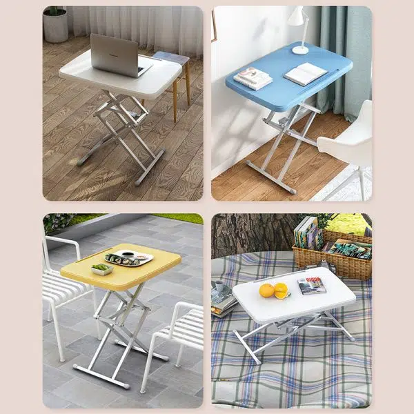 Modern Simplicity PE Steel Rectangular Liftable Folding Desks 1-Pen Slot For Home Office - Image 17