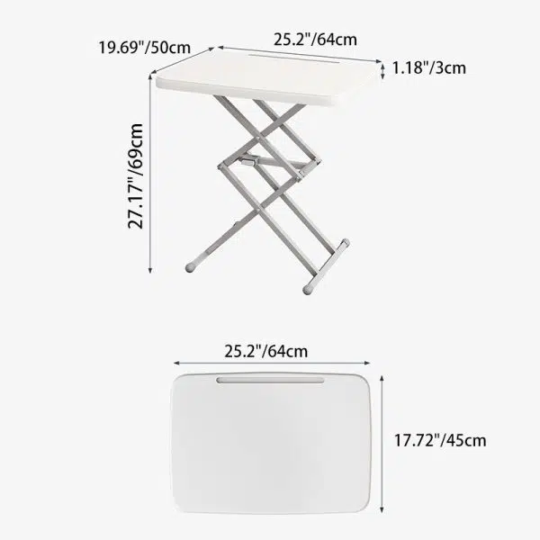 Modern Simplicity PE Steel Rectangular Liftable Folding Desks 1-Pen Slot For Home Office - Image 6