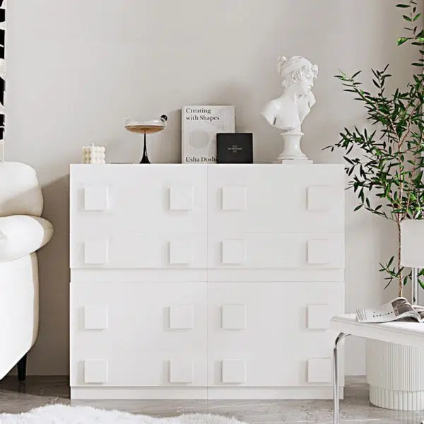 Contemporary Nordic Wood Plate Hardware Rectangular Square Handle Freely Combinable Side Table 1-Cabinet For Bedroom - Image 17