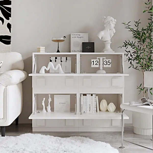 Contemporary Nordic Wood Plate Hardware Rectangular Square Handle Freely Combinable Side Table 1-Cabinet For Bedroom - Image 15