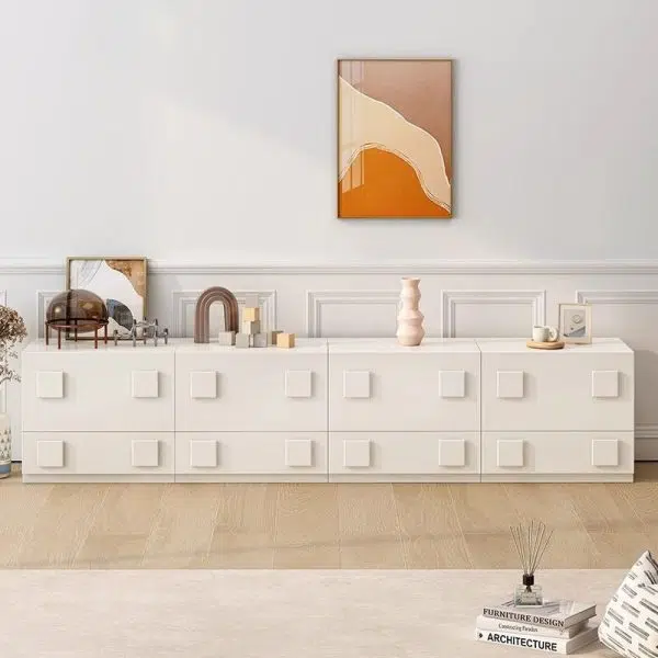 Contemporary Nordic Wood Plate Hardware Rectangular Square Handle Freely Combinable Side Table 1-Cabinet For Bedroom - Image 6