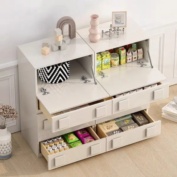 Contemporary Nordic Wood Plate Hardware Rectangular Square Handle Freely Combinable Side Table 1-Cabinet For Bedroom - Image 11