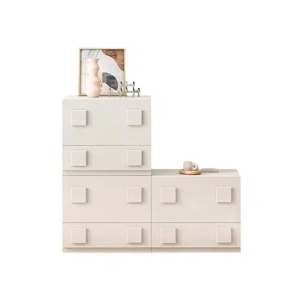 Contemporary Nordic Wood Plate Hardware Rectangular Square Handle Freely Combinable Side Table 1-Cabinet For Bedroom - Image 19