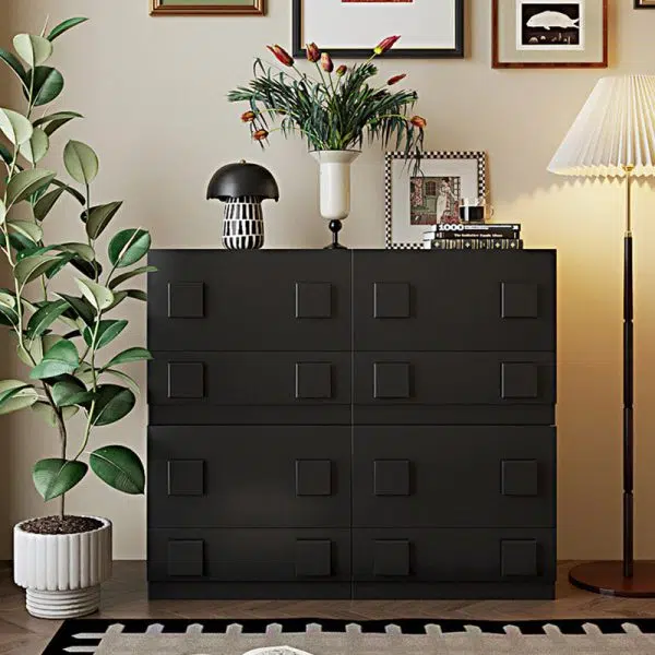 Contemporary Nordic Wood Plate Hardware Rectangular Square Handle Freely Combinable Side Table 1-Cabinet For Bedroom - Image 3