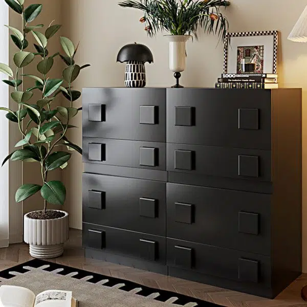 Contemporary Nordic Wood Plate Hardware Rectangular Square Handle Freely Combinable Side Table 1-Cabinet For Bedroom - Image 2