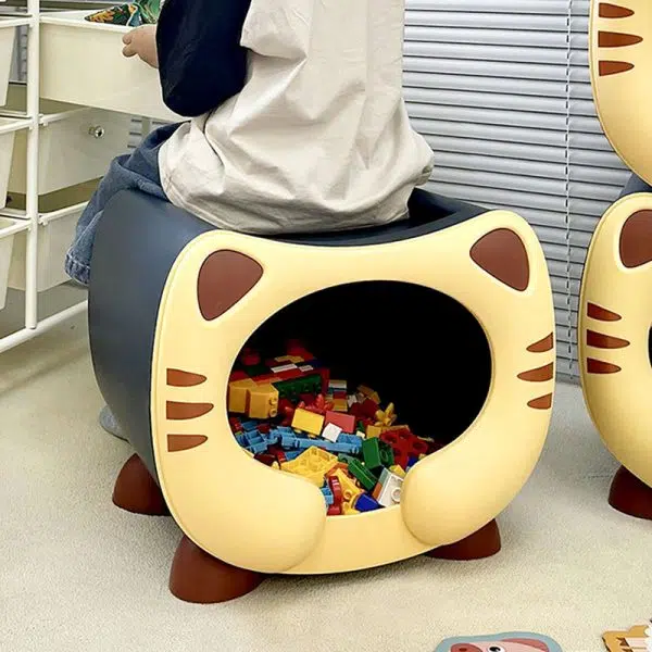 Contemporary Creative PP Kids Cartoon Cat Nightstand 1-Storage Stackable For Bedside - Image 11