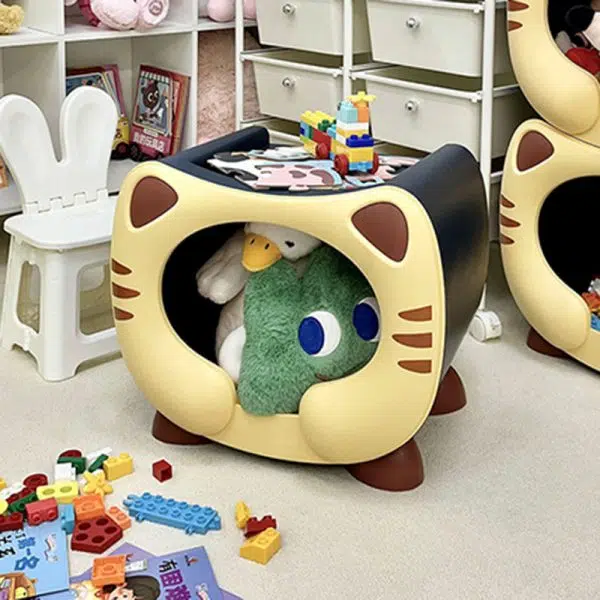Contemporary Creative PP Kids Cartoon Cat Nightstand 1-Storage Stackable For Bedside - Image 9