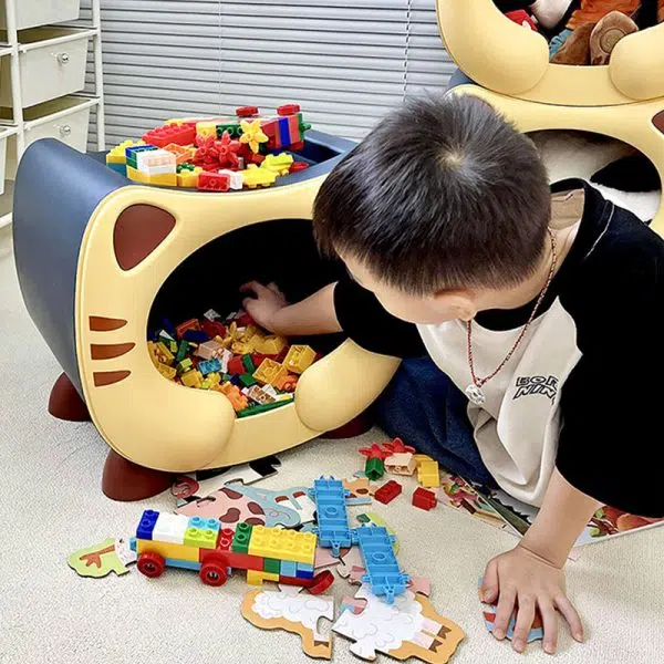 Contemporary Creative PP Kids Cartoon Cat Nightstand 1-Storage Stackable For Bedside - Image 10