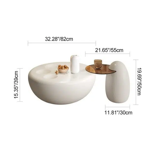 Contemporary Creative Fiberglass Tempered Glass Round Hemispherical Cat's Claw Coffee Table Set For Living Room - Image 8
