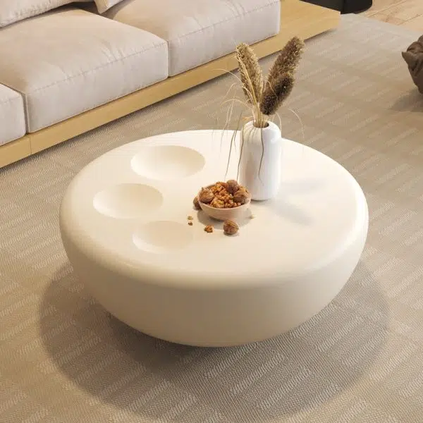 Contemporary Creative Fiberglass Tempered Glass Round Hemispherical Cat's Claw Coffee Table Set For Living Room - Image 3
